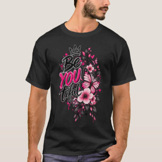 Camiseta Sé Tú Tifular Floral Mariposa Flor Rosa Inspiració