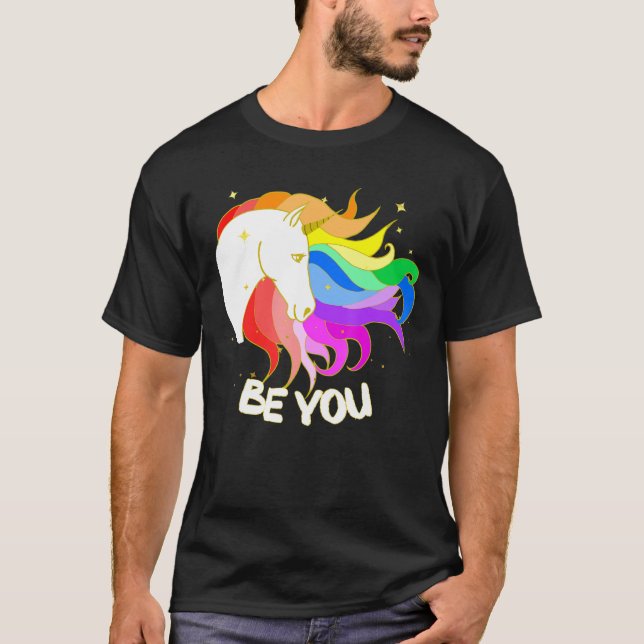 Camiseta Sé Un Unicornio Magnético Con Arcoiris (Anverso)