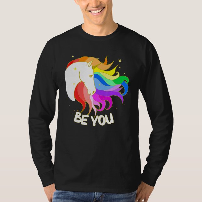 Camiseta Sé Un Unicornio Magnético Con Arcoiris (Anverso)