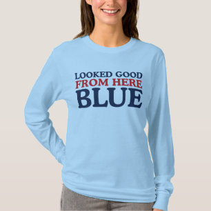 Camiseta Se veía bien desde aquí azul divertida mamá de béi