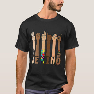 Camiseta Sea amable con la mano del lenguaje de Rótulo hab