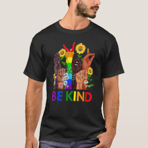 Camiseta Sea amable con la mano del lenguaje de Rótulo habl