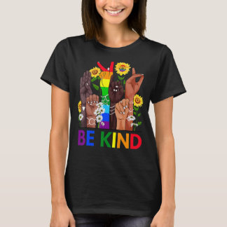 Camiseta Sea amable con la mano del lenguaje de Rótulo habl