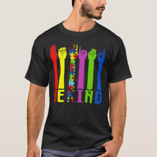 Camiseta Sea amable con la mano del lenguaje de Rótulo habl