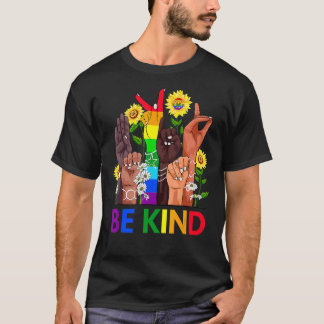Camiseta Sea amable con la mano del lenguaje de Rótulo habl