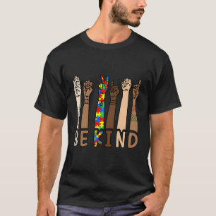 Camiseta Sea amable con la mano del lenguaje de Rótulo habl