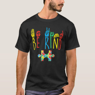 Camiseta Sea amable con la mano lenguaje de Rótulo Rompecab
