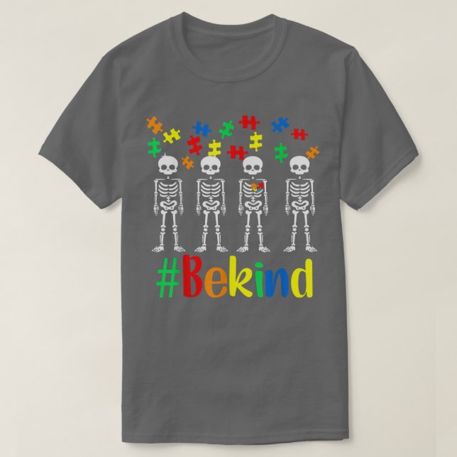 Camiseta Sea amable con Skeleton Autism Awareness World Aut (Diseño del anverso)