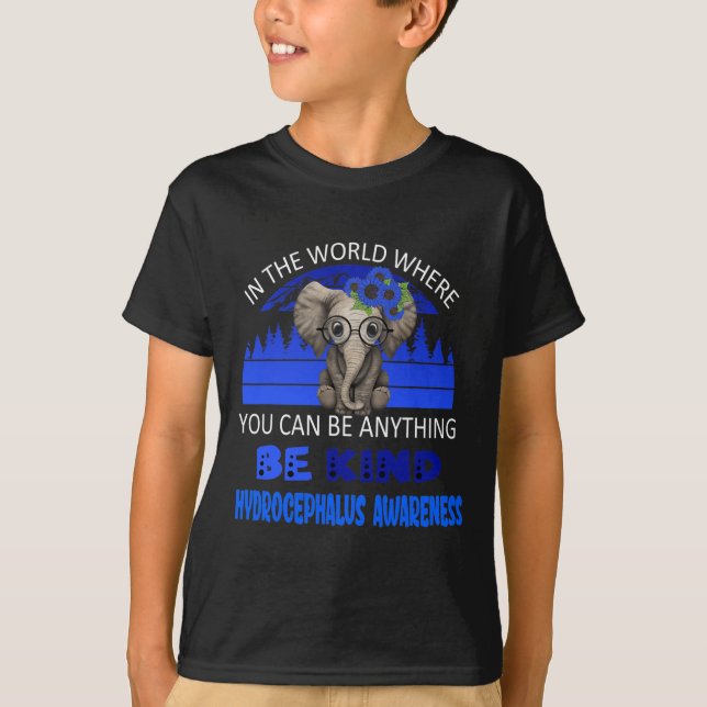 Camiseta Sea amable Hydrocephalus Awareness Elephant Retro  (Anverso)