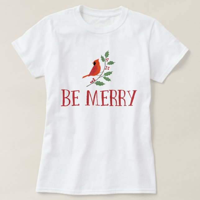 Camiseta Sea Felices Navidad cardinales (Diseño del anverso)