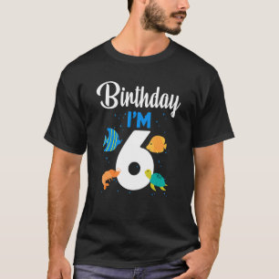 Camiseta Sea Fish Birthday 6 Year Old Sea Fish  Kids Girls 