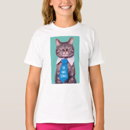 Camiseta "¡SEA INCREÍBLE!" Gato en azul, Verde azulado, tu