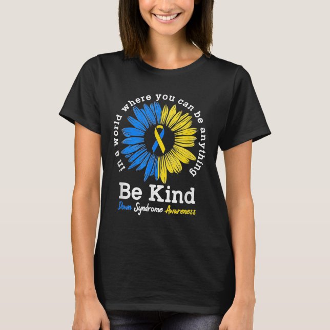 Camiseta Sea Kind Down Syndrome Awareness Ribbon Sunflower  (Anverso)