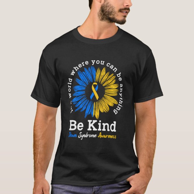 Camiseta Sea Kind Down Syndrome Awareness Ribbon Sunflower  (Anverso)