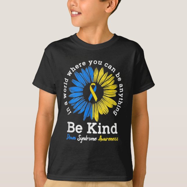Camiseta Sea Kind Down Syndrome Awareness Ribbon Sunflower  (Anverso)