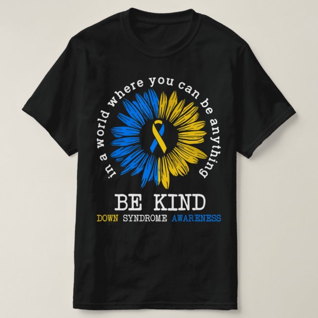Camiseta Sea Kind Down Syndrome Awareness Ribbon Sunflower  (Diseño del anverso)