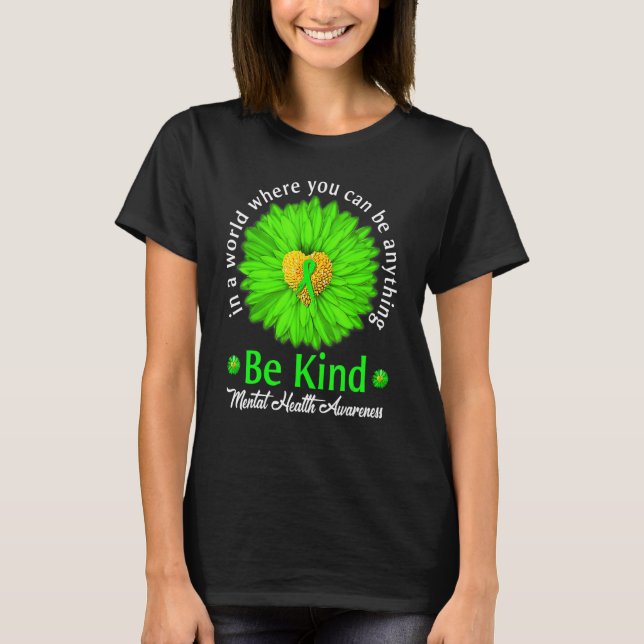 Camiseta Sea Kind Mental Health Awareness Green Ribbon Sunf (Anverso)