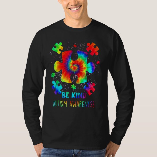 Camiseta Sea Kind Puzzle Pieces Tie Dye Autism Conciencia (Anverso)