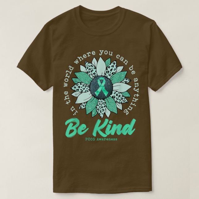 Camiseta Sea Kind Sunflower Verde azulada PCOS Cinta de sen (Diseño del anverso)
