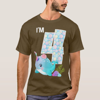 Camiseta Sea Narwhal Birthday Im 4 Tema Del Océano Subacuát
