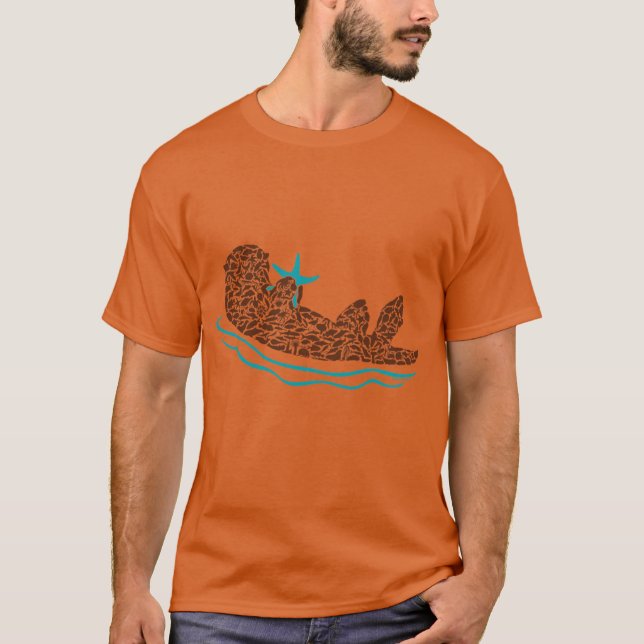 Camiseta Sea Otter Silhouette Art made from Ocean Creatures (Anverso)