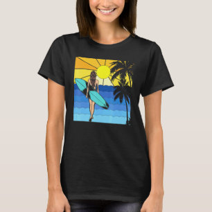 Camiseta Sea Tropical Beach Surfboard Waves Surfer Sunset S
