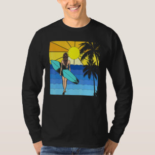 Camiseta Sea Tropical Beach Surfboard Waves Surfer Sunset S
