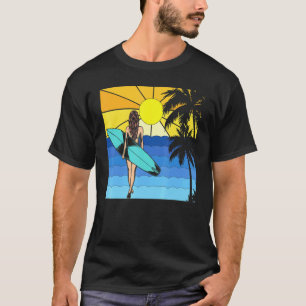 Camiseta Sea Tropical Beach Surfboard Waves Surfer Sunset S
