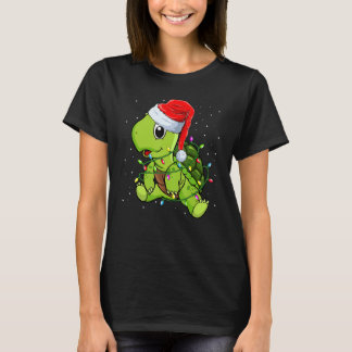 Camiseta Sea Turtle Christmas Lights  Santa Hat Merry Chris