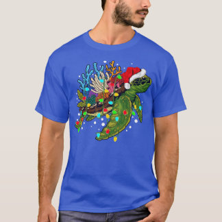Camiseta Sea Turtle Lover Xmas Lights Santa Sea Turtle Chri
