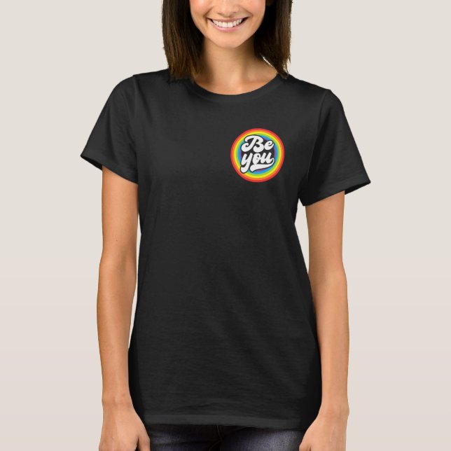 Camiseta Sea usted Pocket Rainbow Support Gay Prily LGBTQ (Anverso)