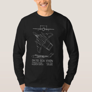 Camiseta Sea Vixen British British 1950 Jet Plane Blueprint