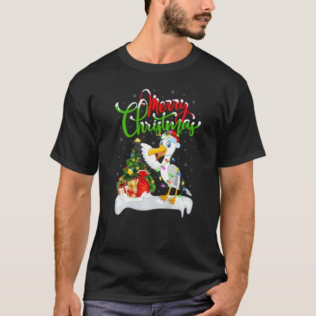 Camiseta Seagull Bird  Xmas Decorations Santa Seagull Chris (Anverso)