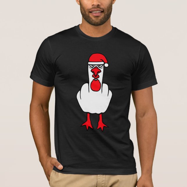 Camiseta Seagull Grumpy Santa Hat Middle Finger Angry XMas (Anverso)