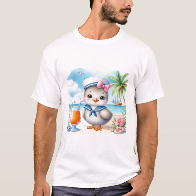 Camiseta Seagull on the Beach Coastal Summer T-Shirt (Anverso)