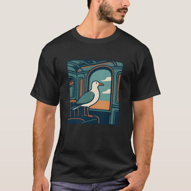 Camiseta Seagull Retro Travel Window Art (Anverso)