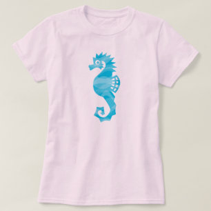 Camiseta Seahorse con las ondas de la aguamarina