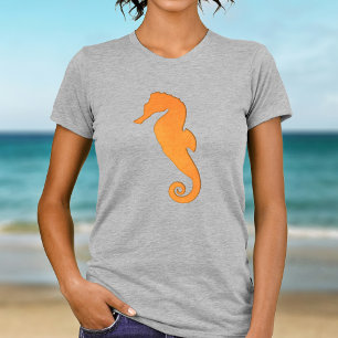 Camiseta Seahorse Silhouette Naranja simple acuático náutic