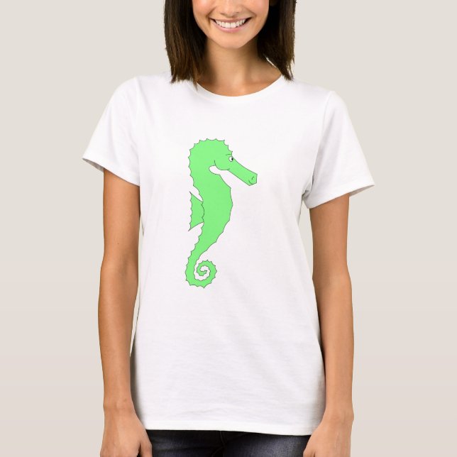Camiseta Seahorse verde en blanco (Anverso)