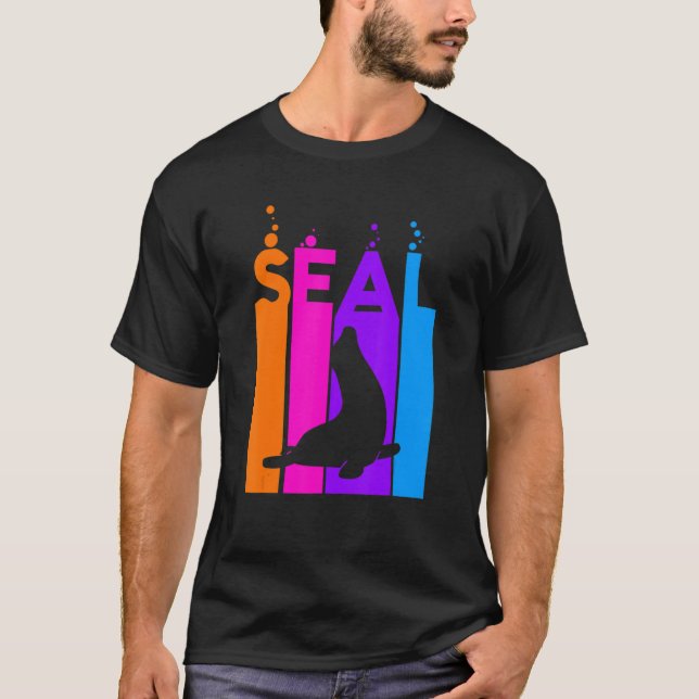 Camiseta Seal Animal Rainbow Bubble With Silhouette (Anverso)