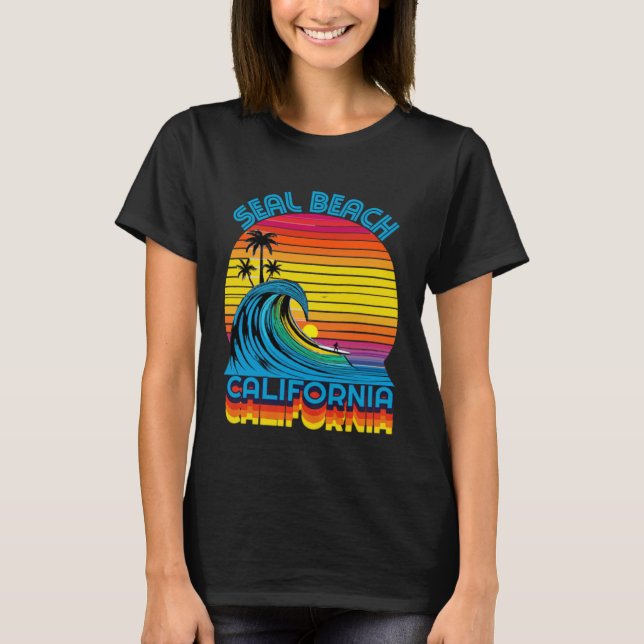 Camiseta Seal Beach California Retro Throwback Surf & Beach (Anverso)
