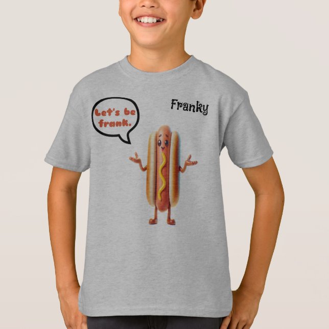 Camiseta "Seamos Frank" Hotdog Personizalbe Pun Boy's (Anverso)