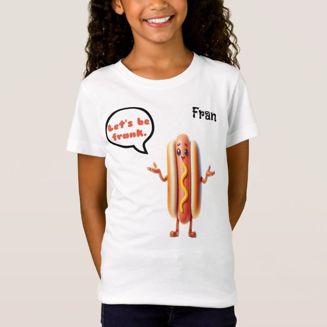 Camiseta "Seamos Frank" Hotdog Personizalbe Pun Chica (Anverso)