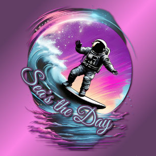 Camiseta Sea's the Day Astronaut Surfing T-shirt