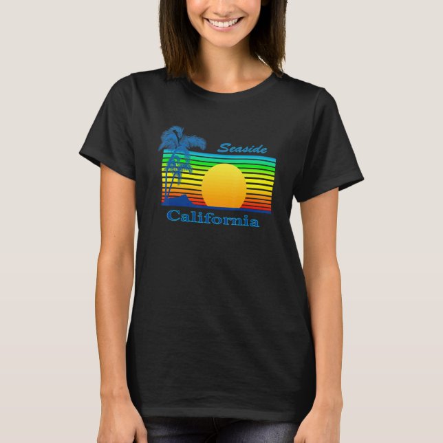 Camiseta Seaside California Retro Tropical Beach Sunset (Anverso)
