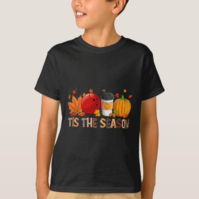 Camiseta Season Leopard Pumpkin Bowling Halloween Fall Leaf (Anverso)