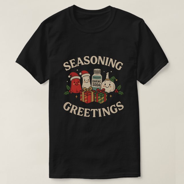 Camiseta Seasoning Greetings Funny Chef Christmas Design (Diseño del anverso)