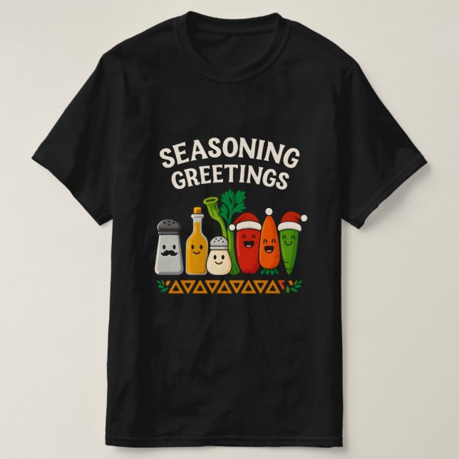 Camiseta Seasoning Greetings Funny Chef Christmas Design (Diseño del anverso)