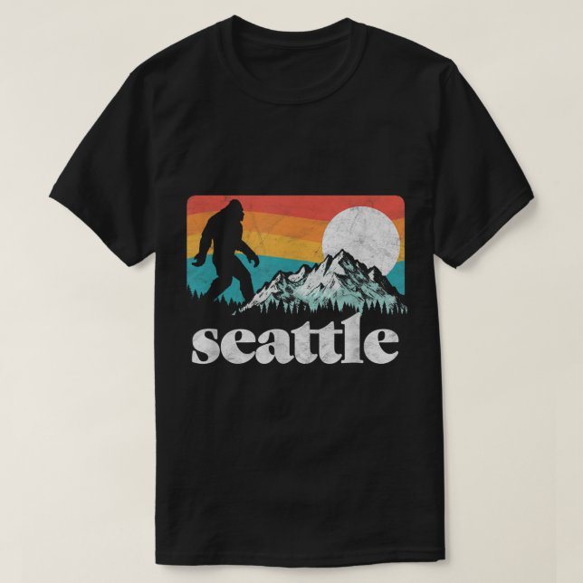 Camiseta Seattle Bigfoot Retro Mountain Design (Diseño del anverso)