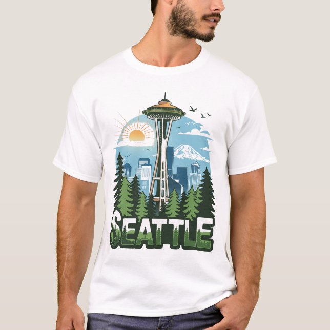 Camiseta Seattle Cute Funny T-Shirt Gift For Him Her Machin (Anverso)